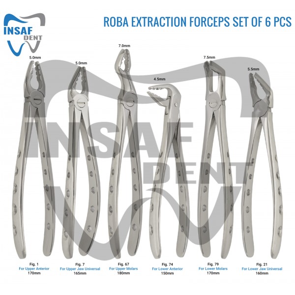 Roba Extraction Forceps Set Of 6 Pcs