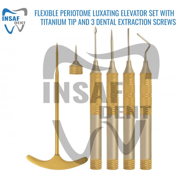 Flexible Periotome Luxating Elevator Set With Titanium Tip And 3 Dental Extraction Screws