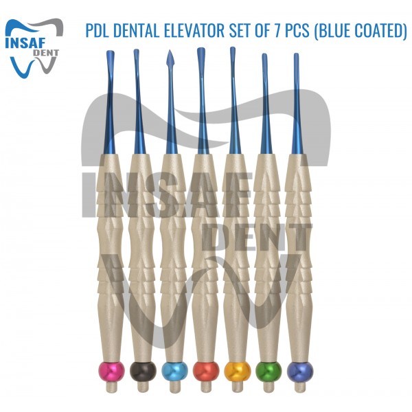 PDL Dental Elevator Set Of 7 Pcs (Blue Coated)